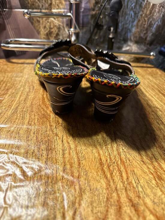 Elite by Corkys Kalua Laser Cutout Patchwork Leather Wedge Sandals - Picture 3 of 7